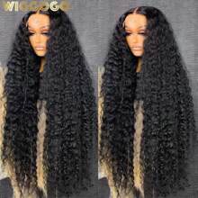 250% High Density 30 Inches Natural Black Synthetic Hair Wigs Kinky Curly Synthetic Lace Front Wig For Women Natural Color Wigs Pre Plucked Glueless Wig With Natural Hairline Deep Curly 13*3 HD Transparent Lace Front Wigs With Baby Hair Synthetic Hair Wigs For Daily Wear Party Halloween Heat Resistant Fibre Wig - Black - View 6