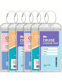 2/5/10 Pcs Luggage Tags For Cruise Ship Essentials For NCL, Princess, Carnival, Royal Caribbean And Celebrity Cruise Necessities Cruise Luggage Tag Holder, Clear Waterproof Cruise Luggage Tags For Royal Caribbean And Celebrity Ships, Cruise Essential Travel Accessories For 2024-2025 Royal Caribbean Luggage Tag Holders, Zip Seal Clear Cruise Luggage Tag Holder With Steel Loops For Royal Caribbean & Celebrity Cruise Essentials - Multicolor - View 1