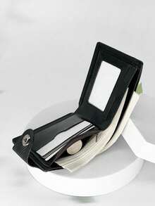 HOVI'S 经典时尚纽扣短款钱包商务休闲便携男士小钱包万圣节圣诞节冬季圣诞礼物男包钱包钱包礼品时尚休闲感恩节秋季旅行钱包节日洗漱包老钱圣诞快乐手提包手拿包腕包收纳包钱包和包学生大容量多功能户外爸爸礼物男友礼物手提包度假 - 黑色 - 查看 1