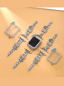 1 套 26 件可定制创意蝴蝶图案 Apple Watch 表壳，带闪光宝石装饰和 1 条锌合金 26 字母可调节 Apple Watch 表带，兼容所有 Apple Watch 系列 - 彩色 - 查看 108