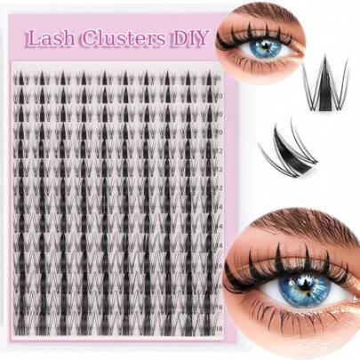 140 عنقود رموش فراشة من نوع C Curl بأطوال من 8 إلى 18 ملم، عناقيد رموش كرتونية بتصميم C Curl واسع الانتشار، رموش مستقيمة للخارج للتمديد الفردي للرموش، رموش وهمية فردية بشريط رموش رفيع جدًا وغير مرئي