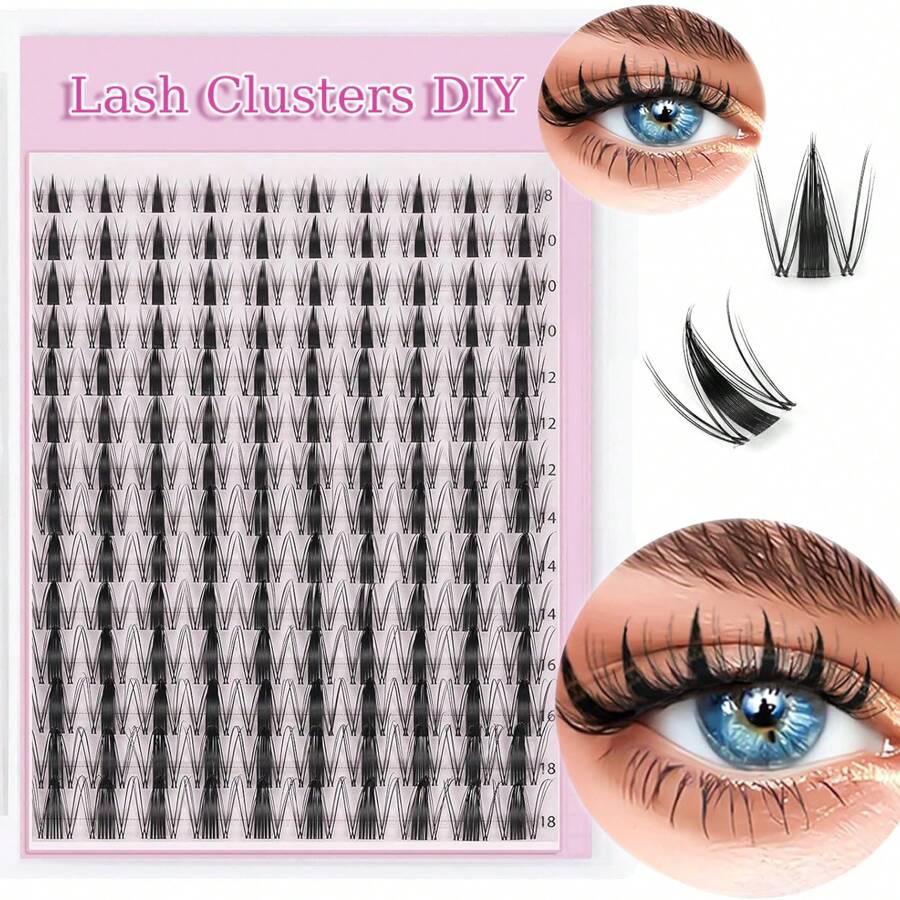 140 Stücke C-Curl Märchen Wimpernbüschel 8-18mm Cartoon Wimpernbüschel C-Curl Spread - WideSpan DIY Wimpernverlängerung Feuchte ausgeweitete spitze Anime Wimpern Einzelfallsche Wimpernbüschel mit 0,05 mm ultra-dünnem unsichtbarem Wimpernband