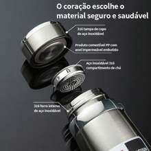 Garrafa 1000ml Inox Térmica Com Infusor Prata Dourada De Água Café Parede Dupla Com Alça-Para envio imediato
