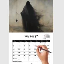 2025 Wall Calendar - 12 Months Spooky Monster Themed - Single Piece - View 3