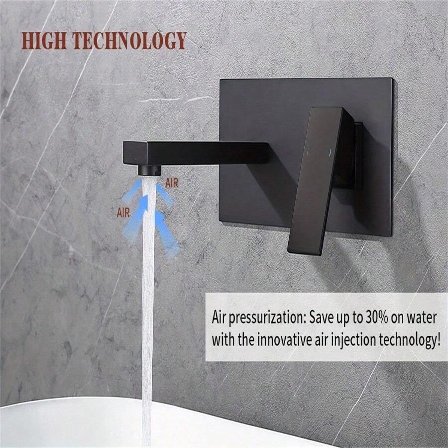 Wall Mount Faucet For Bathroom Sink Or Bathtub, Single Handle 2 Holes