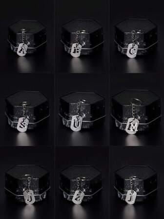 Stainless Steel Accessory Keychain Diy '26 English Alphabet' Keychain, Couple Keychain, Handbag Pendant