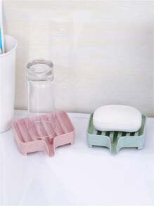 1pc/2pcs Household Multi-Color Simple Circular Drainage Soap Box, Soap Rack, Wheat Straw Material, Stepped Drainage Soap Box Cup Drainage Rack, Can Be Used In Bathrooms, Kitchens, Living Rooms, Bathrooms And Other Places, Can Be Used To Place Watches, Jewelry, Water Bottles, Bathroom Ornaments