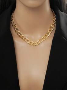 1pc Stainless Steel Unique Design Hip-Hop Punk Style Thick Chain Necklace, Suitable For Daily Wear, Gift - Yellow Gold - View 2