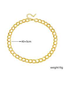 1pc Stainless Steel Unique Design Hip-Hop Punk Style Thick Chain Necklace, Suitable For Daily Wear, Gift - Yellow Gold - View 6