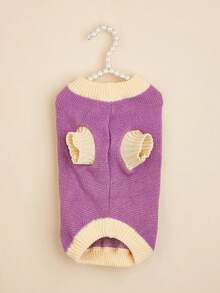 1 件可爱小狗/狗衣服，纯色保暖泰迪熊毛衣，适合小型犬，秋冬季 - 紫色 - 查看 7