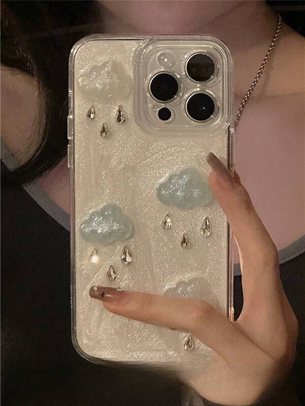 Rare Cloud-Shaped Crystal Phone Case Compatible With Apple 14 Pro Max, 12 Pro, 13/11/8 Plus/7 Plus, High-End Aesthetic Design