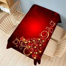 1pc Christmas Theme Tablecloth, Waterproof And Oil-Resistant, Polyester Material, Rectangular, Woven, Durable Fabric, Holiday Home Decor, Christmas Decoration, Kitchen And Dining Table Cover, Suitable For Indoor And Outdoor Use - Multicolor - View 8
