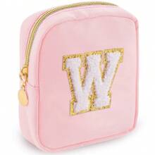 1PC Academy Style Nylon Towel Embroidered Letter Makeup Bag Valentine's Day Gift Indoor Toilet Bag Lipstick Cosmetics Travel Vacation Storage Bag Key Card Miscellaneous Storage Change Bag Makeup Organizer Makeup Storage Bag Mini Pouch Travel Small Makeup Case Accessories Make Up Holder Brush Bag Make Up Container Cosmetic Bag Travel Essentials Ladies Accessories Travelling Stuff Makeup Bags Makeup Pouch Make Up Pouch