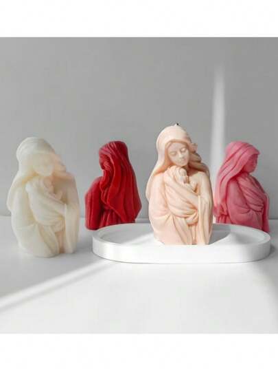 1pc Mother's Day Mother & Child Hug Aroma Candle Silicone Mold, DIY Plaster Human Body Decor Statue Silicone Mold