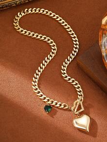 1 chiếc vòng cổ mặt trái tim bằng đá Zirconia nhiều màu thời trang, chất liệu đồng mạ điện thiết kế dành cho cả nam và nữ, thích hợp cho các lễ hội, sinh nhật, tiệc tùng và đám cưới - Nhiều màu - Xem 13