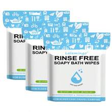 Disposable No Rinse Bathing Wipes For Senstive Skin - 25 Pack - All-In-1 Single Use Shower Wipes, Simply Dampen, Lather, And Dry Without Shampoo Or Rinsing 30*30cm - Patterned - View 10