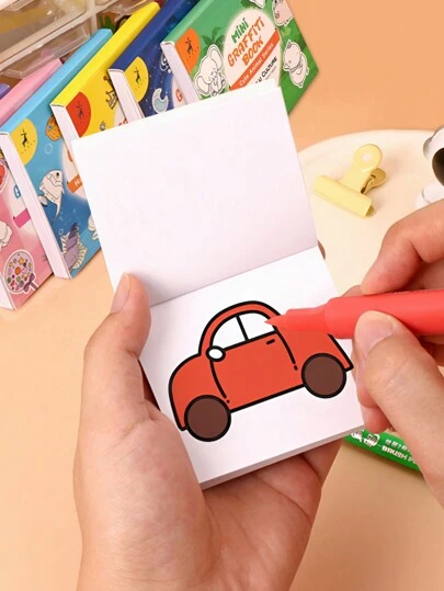 50 Pages Square Cartoon Convenient Mini Children's Doodle Book Inspire Children's Hands-On Ability And Creative Expression, Easy To Carry Coloring Watercolor Coloring Children's Enlightenment Painting Book, Educational For Boys And Girls, Birthday Gifts, Christmas Gifts,New Year's Gift