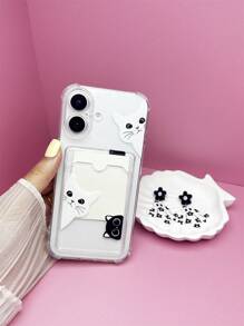卡通猫图案保护手机壳带卡槽适用于 iPhone11/12/13/14/15 /16 Pro Max/Plus - 彩色 - 查看 1