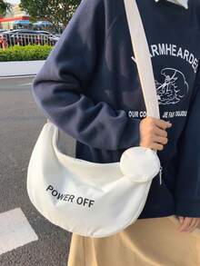 韩式简约风格休闲饺子单肩包，新款多功能通勤包，适合学生，万圣节，圣诞节，冬季，圣诞礼物，男士包，单肩包，侧包，男士包，斜挎包，趣味礼物，旅行，节日，感恩节，男士礼物，度假，徒步旅行，男士礼物，笔记本电脑，大容量，多功能，户外，便携，时尚休闲，学生，爸爸礼物，男朋友礼物，男士包，男士胸包，男士侧包，挎包，皮包，流浪包，臀包，托特包 - 白色 - 查看 10