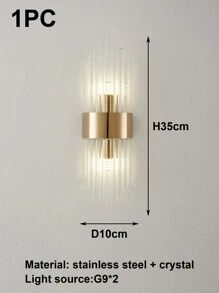 1PC Black Crystal Stainless Steel Indoor Wall Sconce For Living Room, Bedroom, Hallway, Stairwell And Other Home Decorations, LED Modern Outdoor Wall Sconce.