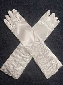 1 件长款缎面褶皱手套，彩色丁包，手指手套，舞台手套派对时尚 - 彩色 - 查看 11