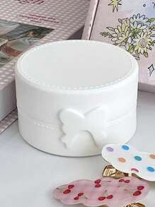 1pc Cute Bowknot Mini Horse Makeup Storage Box, Jewelry Organizer, Portable Dustproof Round Box For Unisex, Suitable For Outdoor Travel, Office, School, Daily Use Valentine's Day Back To School