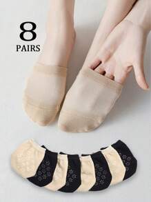Plusieurs paires de chaussettes femme de couleur unie avec demi-paume, chaussettes invisibles souples, confortables et résistantes aux odeurs avec silicone antidérapant, convenant aux talons hauts, mocassins et tous types de chaussures, rentrée scolaire