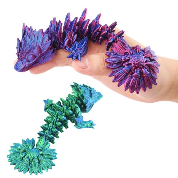 3D Printed Moveable Joint Chrysanthemum Dragon, Multifunctional Stress Relief Decor Toy, Collecting Crafts