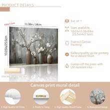 1pc Vibrant Magnolia Canvas Wall Art - Wooden Framed Contemporary Floral Print - Wall Art, Perfect Accent For Bedrooms, Living Rooms, Kitchens And More - Seasonal Fall Decorations,Poster Gifts Birthday Graduation