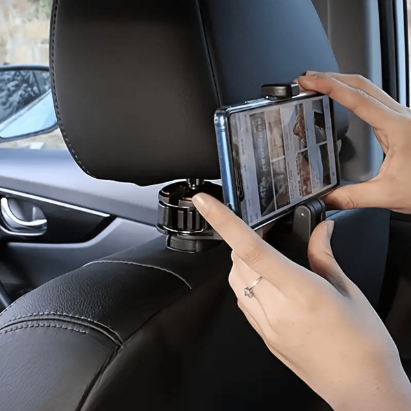 Suporte multifuncional para telefone no banco traseiro de 1 unidade - Suportes com rotação de 360°, design oculto para encosto de cabeça e grampo tipo trava para carro - Melhore a conveniência e o entretenimento do seu carro