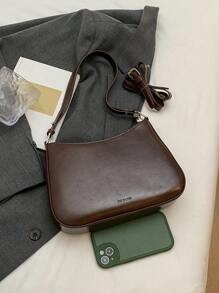 Burgundy Retro Shoulder Bag, Fashion Commuter Bag, Versatile Underarm Bag, Crossbody Bag