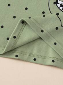 2 件套 小男孩绿色圆点卡通印花家居服套装 保暖内衣 春秋 - 薄荷綠 - 查看 7