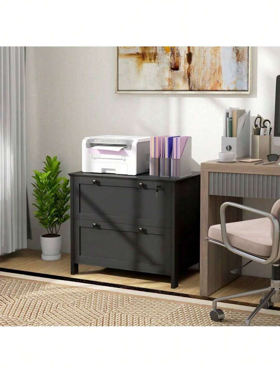 2 Drawer File With Lock, Lateral Filing With
