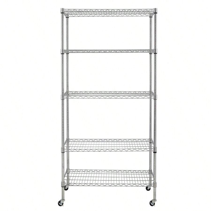 5Tier NSFCertified Steel Wire Shelving With Wheels Chrome SHEIN UK