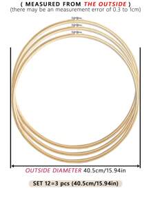 3 peças de bastidor de bordado DIY de bambu bege, adequado para agulha de perfuração, ponto cruz, Halloween, decorações de Natal, telefone, chaveiro, bolsa, acessórios de cabelo, decoração de casa, enfeite de carro