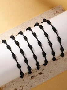 Set de 6 brățări minimaliste cu noduri norocoase, lucrate manual, pentru bărbați, femei, cupluri și prieteni - Purtare zilnică versatilă sau cadou norocos