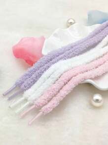 New Fluffy Shoelaces For Sneakers, Cute Ins Style Plush Round Shoelaces For Casual Canvas Shoes, Warm Winter Daily Wear