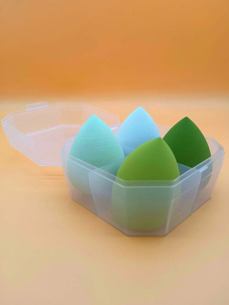 4pcs/Set Makeup Sponge Makeup Sponges, Teardrop Shaped, Soft, Won't Soak Up Powder, Expand When Wet, Suitable For Makeup, Touch-Ups, And Travel