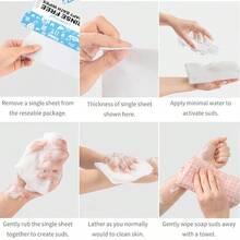 Disposable No Rinse Bathing Wipes For Senstive Skin - 25 Pack - All-In-1 Single Use Shower Wipes, Simply Dampen, Lather, And Dry Without Shampoo Or Rinsing 30*30cm - Patterned - View 4