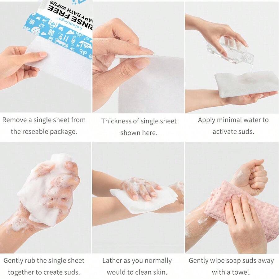 Disposable No Rinse Bathing Wipes For Senstive Skin 25 Pack AllIn