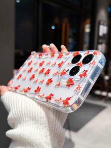 1 件落叶与蘑菇图案 TPU 奶油纹理透明防摔手机壳适用于 Apple iPhone - 彩色 - 查看 5