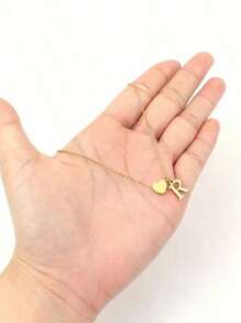 1pc Gold Ladies Elegant Heart Initial Pendant Necklace With Stainless Steel Chain Suitable For Casual Decoration The Perfect Gift For Mom Christmas Gift Valentines,Mom,Mother,Mother's Day,Gift