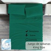 Sabanas King Size 1800 Hilos Tacto Algodon Egipcio - Jade - Ver 2