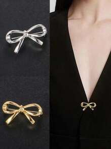 2/6 件女士优雅珍珠蝴蝶结椭圆形水晶胸针、时尚毛衣夹克开衫别针、腰领衬衫夹、时尚胸花装饰配饰 - 彩色 - 查看 6