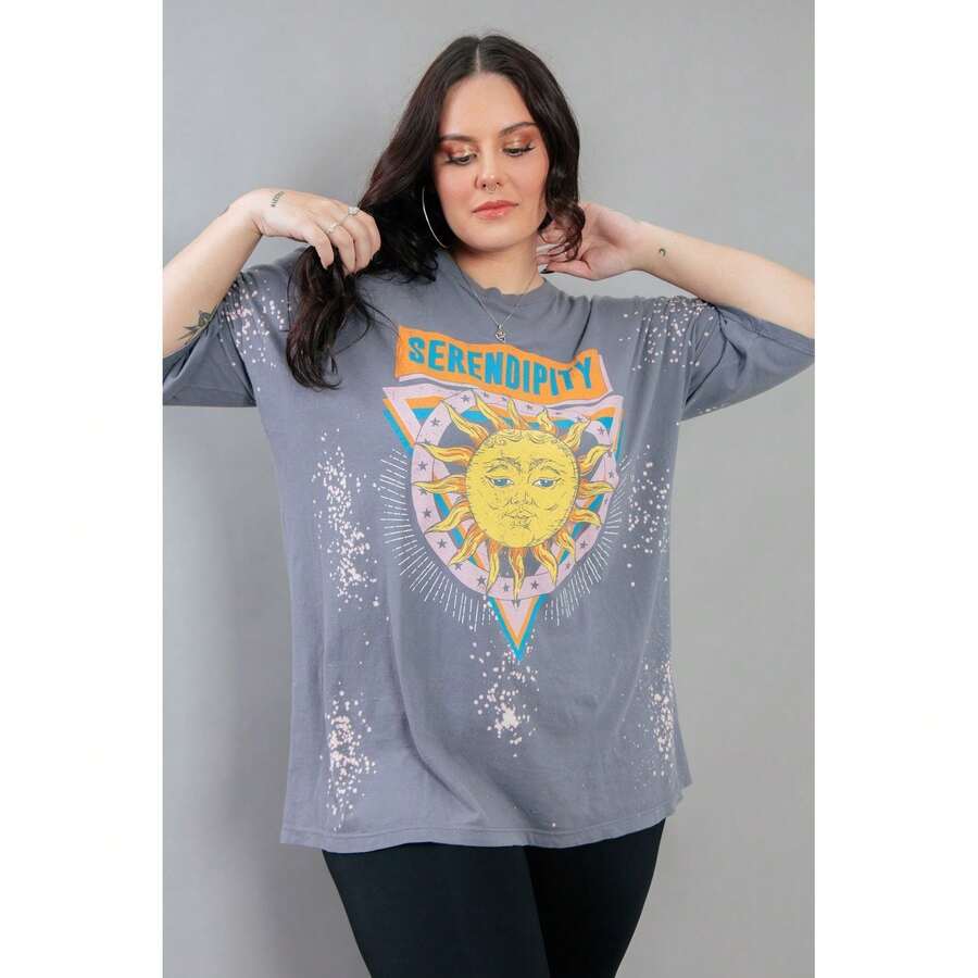 SERENDIPITY BLUE OVERSIZED T-SHIRT WITH SPLASHES - Màu xanh lam - Xem 1