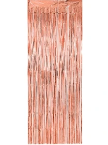 Kit 2 Plain Metallic Curtains With Ribbons 2x1m For Parties Decoration - Rose Golde - View 3