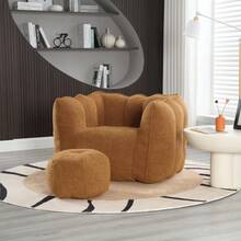 Soft Bean Bag Chair With High Resilient Foam(Chips)For Living Room And Bedroom,Comfortable Square Lazy Sofa With Footstool, Cover For Adults To Gaming, Reading, And Watching TV - Màu Khaki - Xem 5