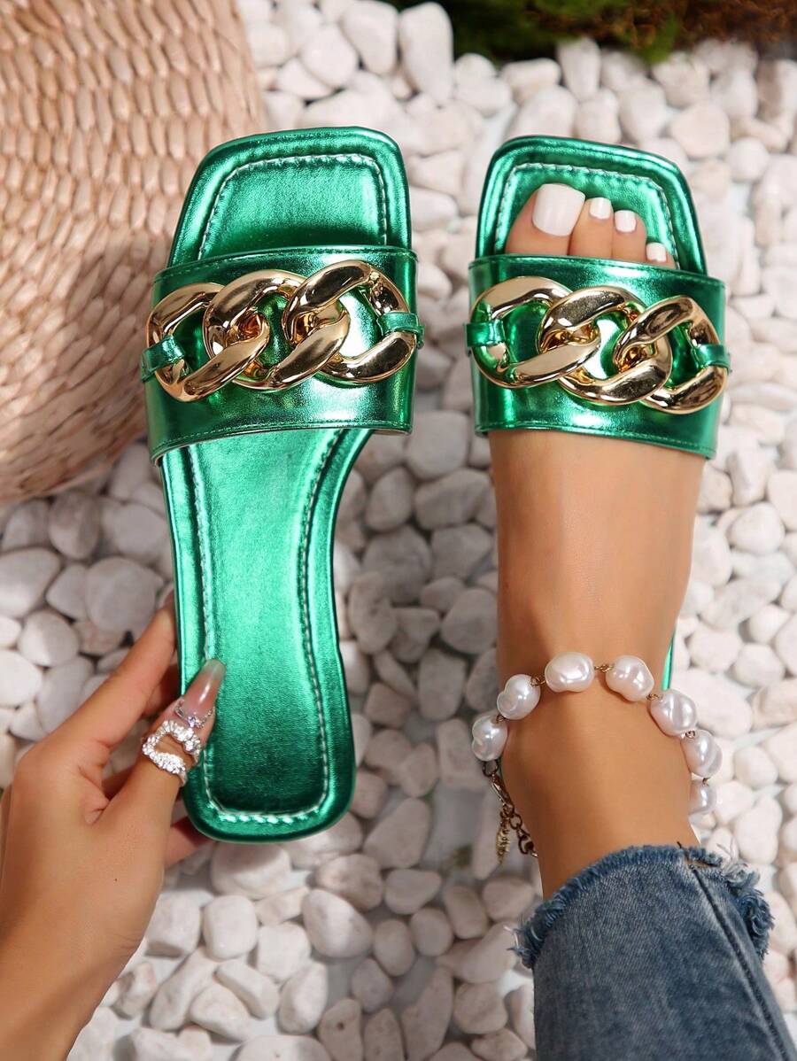Giày sandal quai vuông mũi vuông đế bằng thoải mái, thời trang hè/thu mới cho nữ