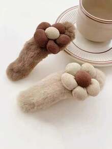 2 chiếc/gói kẹp tóc cá sấu cỡ lớn hình hoa nhung cho kiểu tóc búi cao vào mùa thu/đông - Nhiều màu - Xem 6