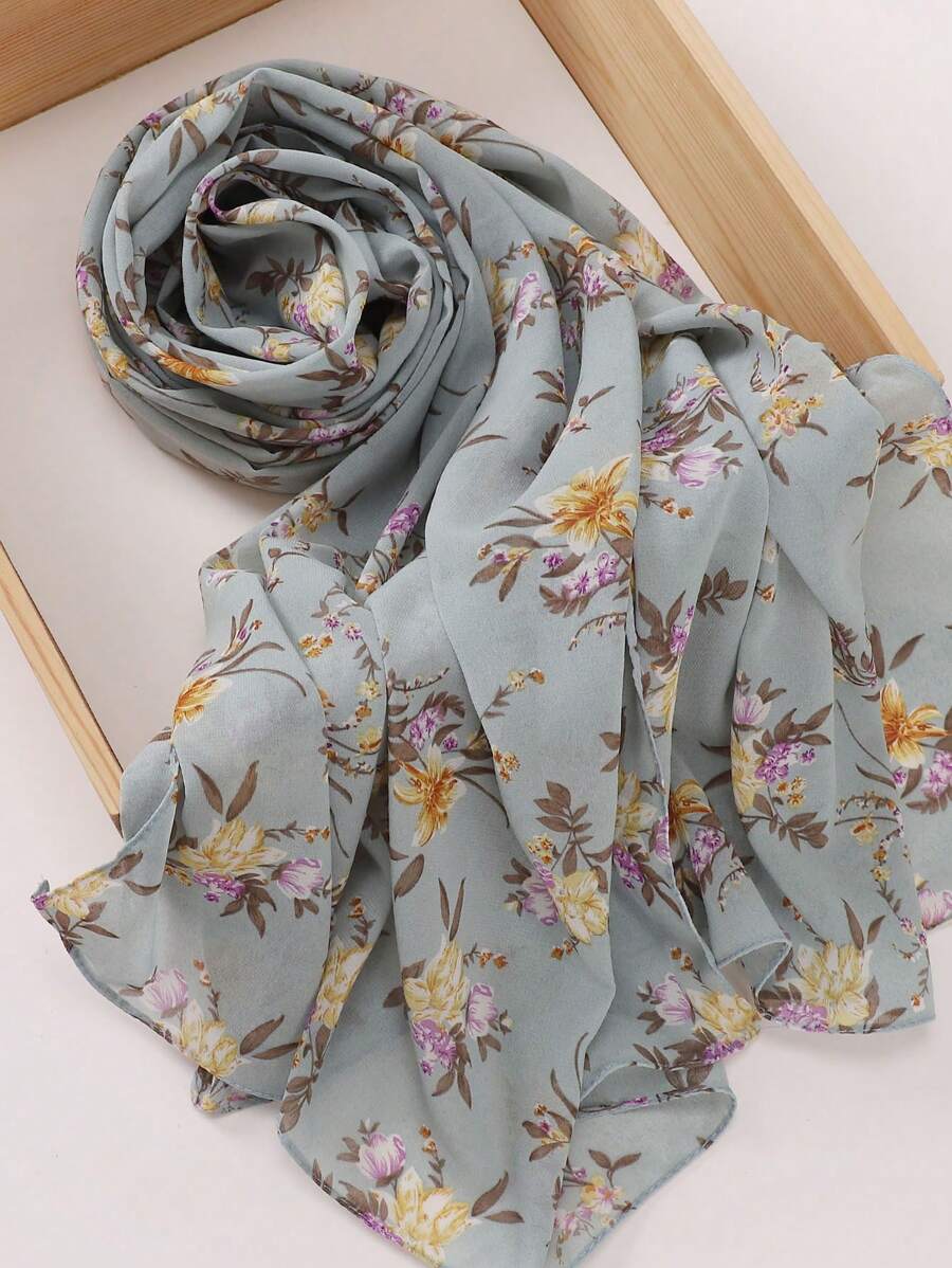 1 chiếc khăn trùm đầu in hoa Ditsy, khăn choàng voan cho nữ, khăn choàng đầu in hoa Abaya Phụ kiện ngày lễ tình nhân cho ngày lễ tình nhân cho phụ nữ - Nhiều màu - Xem 1